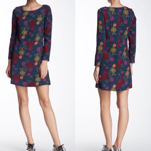 NEW American Apparel Gia Floral Night Bloom Mini Dress NWT M Long Sleeve Crepe - Picture 3 of 3